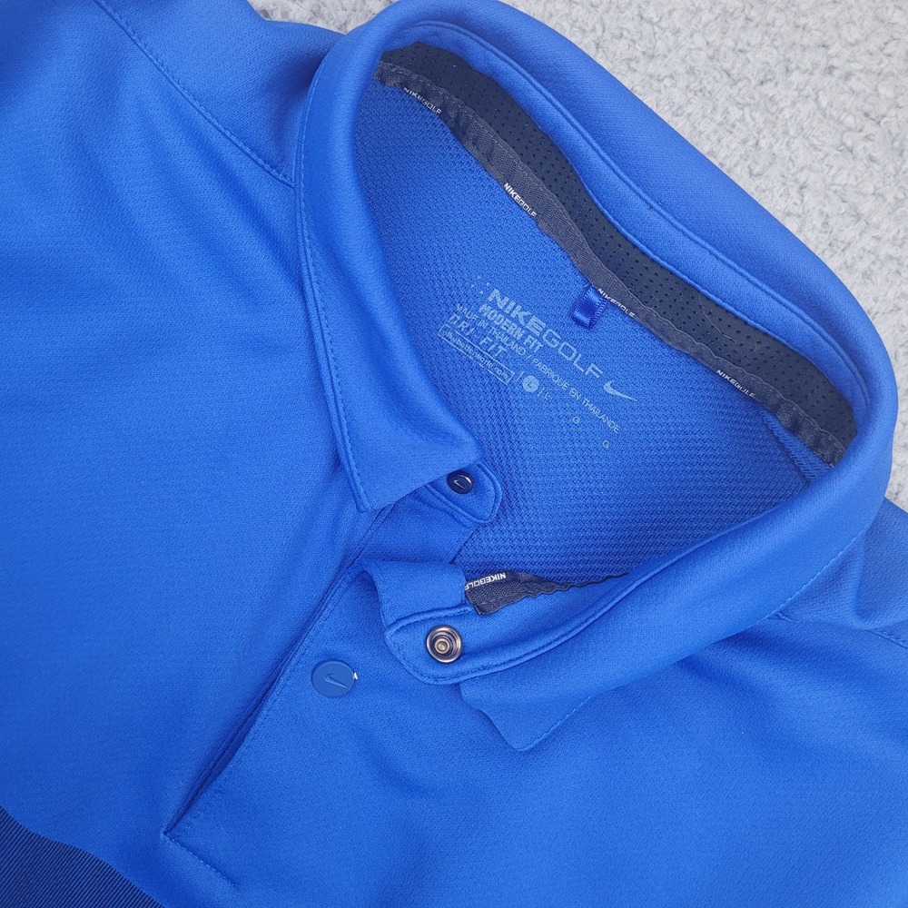 Nike Golf Dri-FIT Modern Fit Blue Polo Shirt‎ Mens Large Short Sleeve